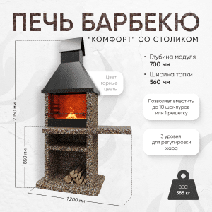 Печь Барбекю Столешница справа - Горные цветы